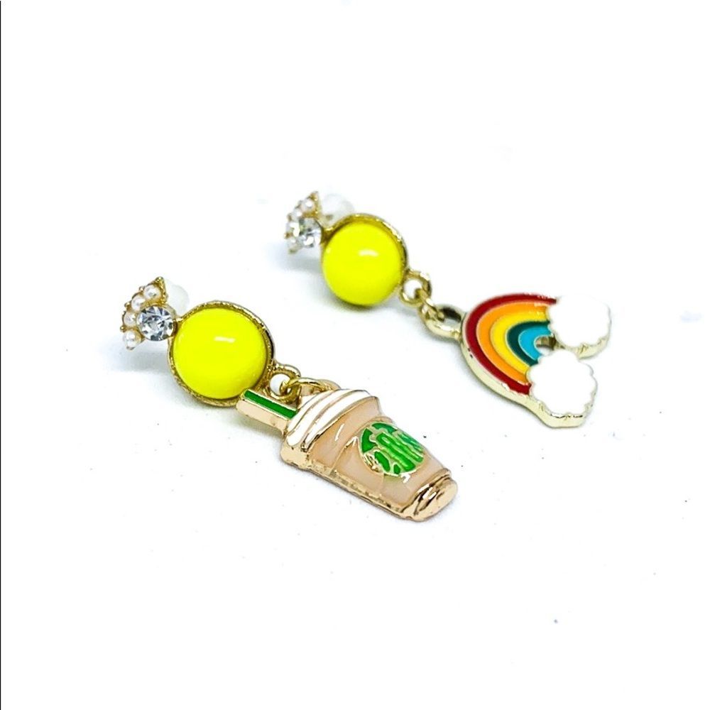 Nwt Frappuccino Rainbow Gold Dangle Earring